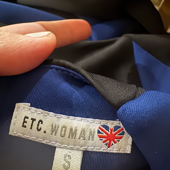 ETC Women Colorblock Bodycon Dress Size S Long Sleeve Black & Blue - Picture 5 of 14